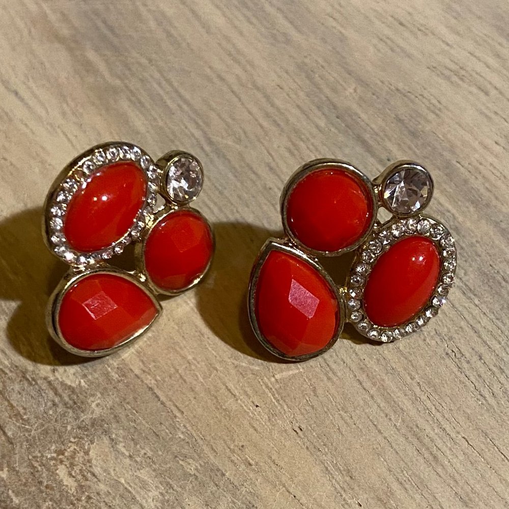 Orange and diamond costume earrings